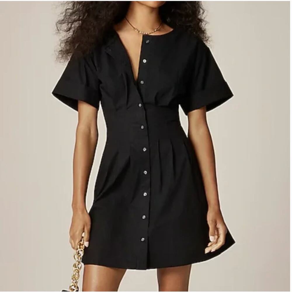 J Crew Wren Mini Shirt Dress 12 12T T12 Tall Black NWT CN617 J.Crew Resort - Picture 2 of 5